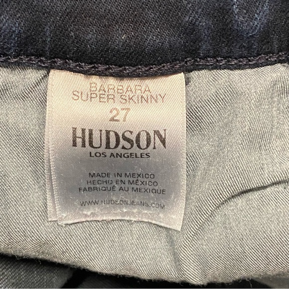 HUDSON Jeans Barbara Super Skinny Denim High Rise Dark Blue Wash Size 27 - Picture 10 of 11